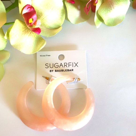 Sugarfix By Baublebar Earrings Blush Pink Hoops - Picture 1 of 4